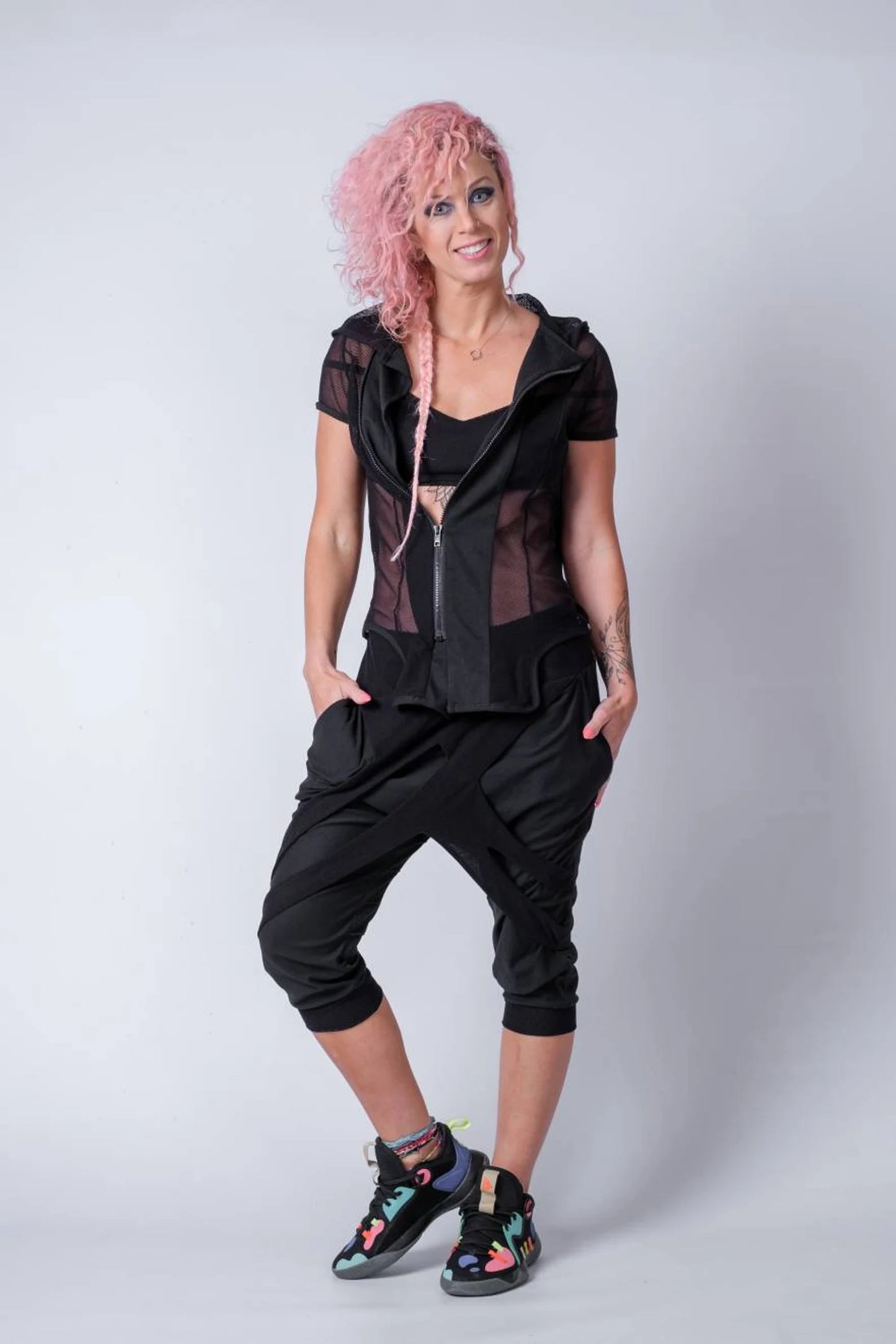 Cyberpunk Capri Pants With Drop Crutch