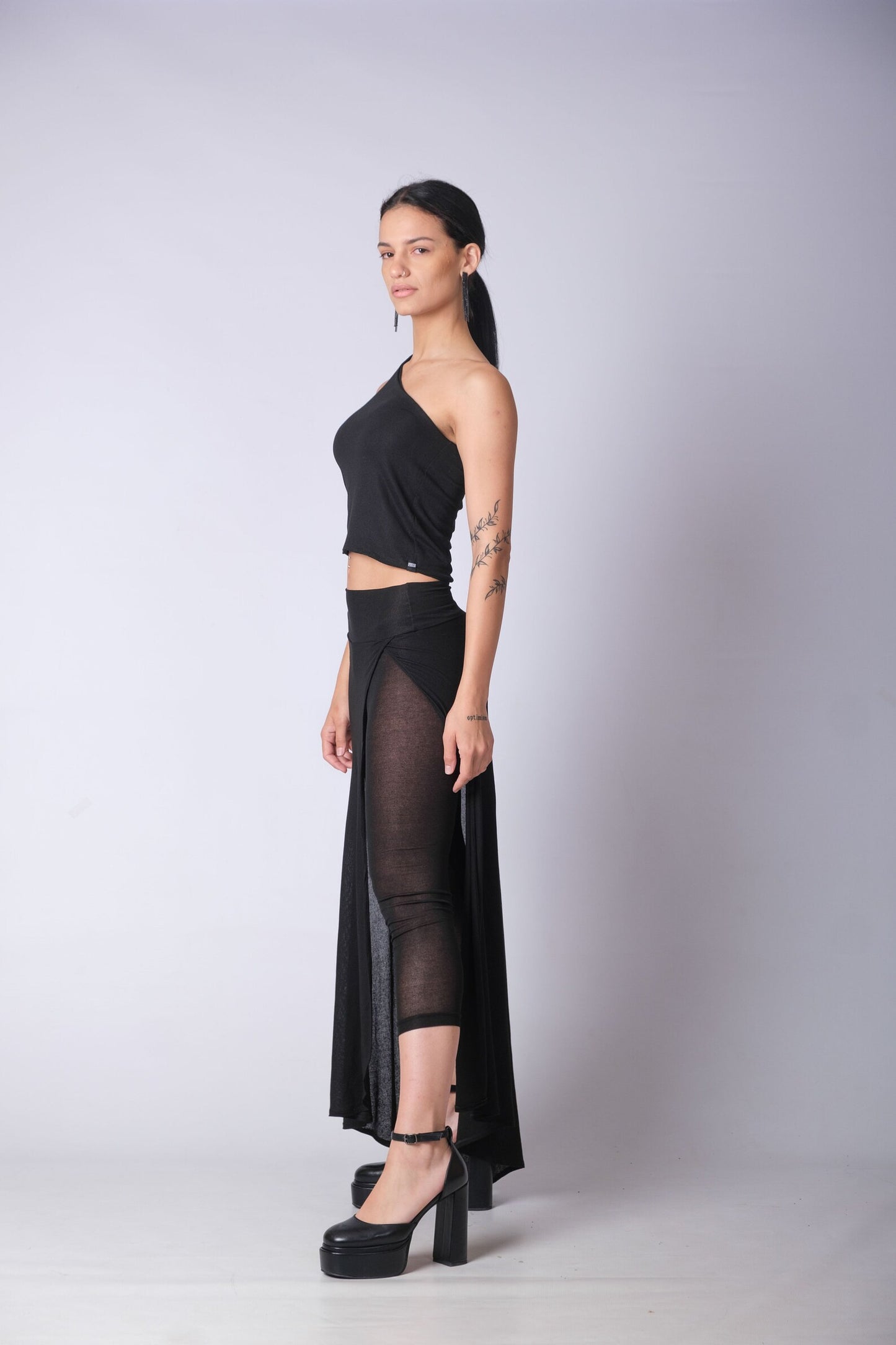 One Shoulder Black Crop Top