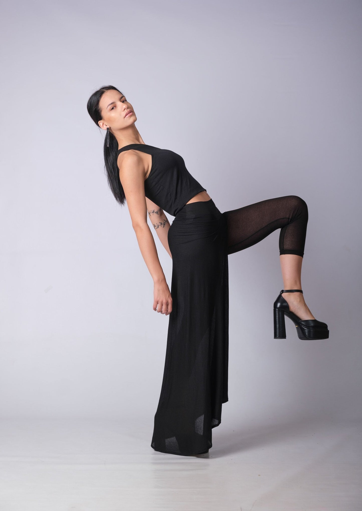 One Shoulder Black Crop Top