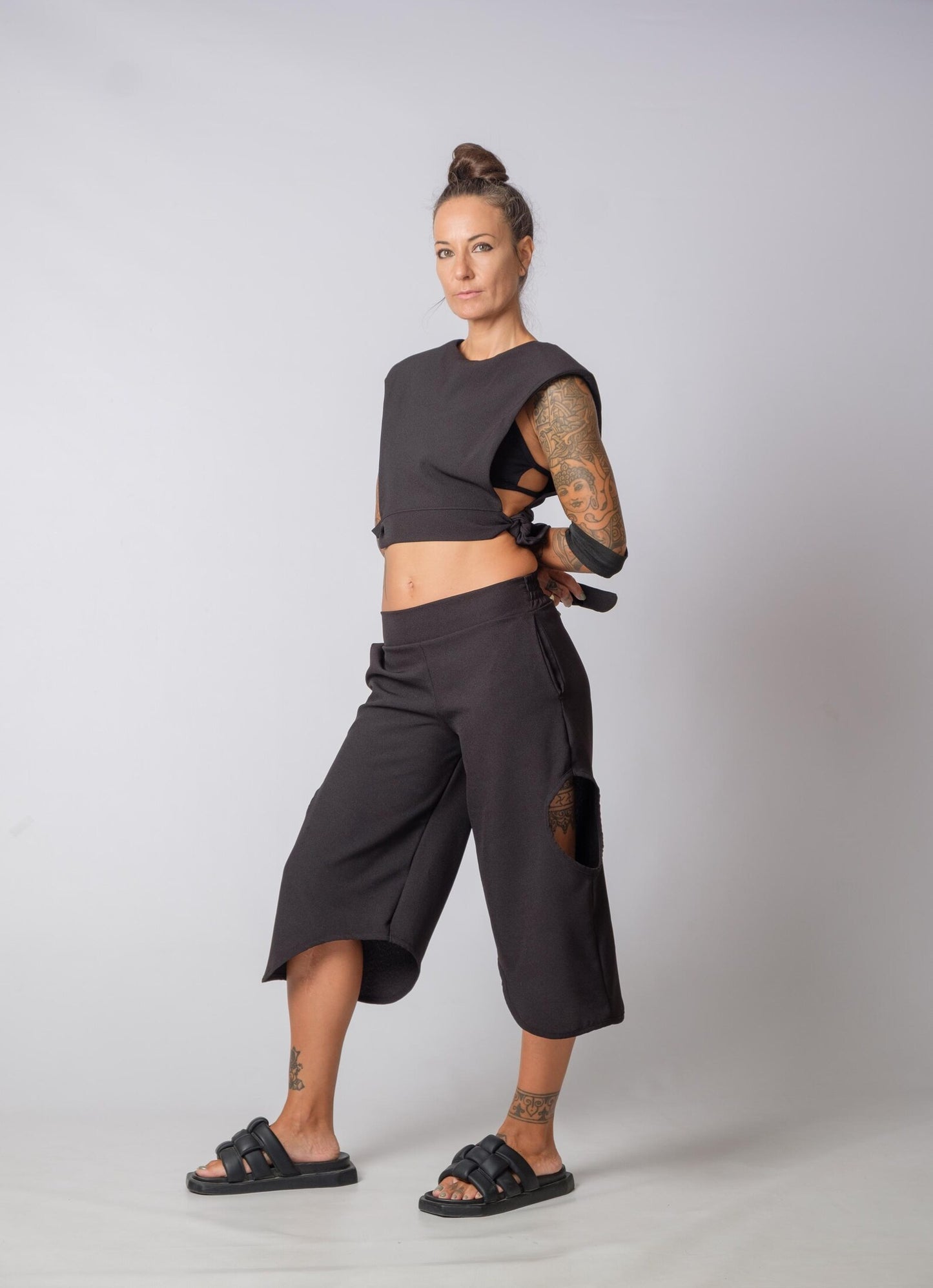 The Freya Futuristic Black Loose Pants