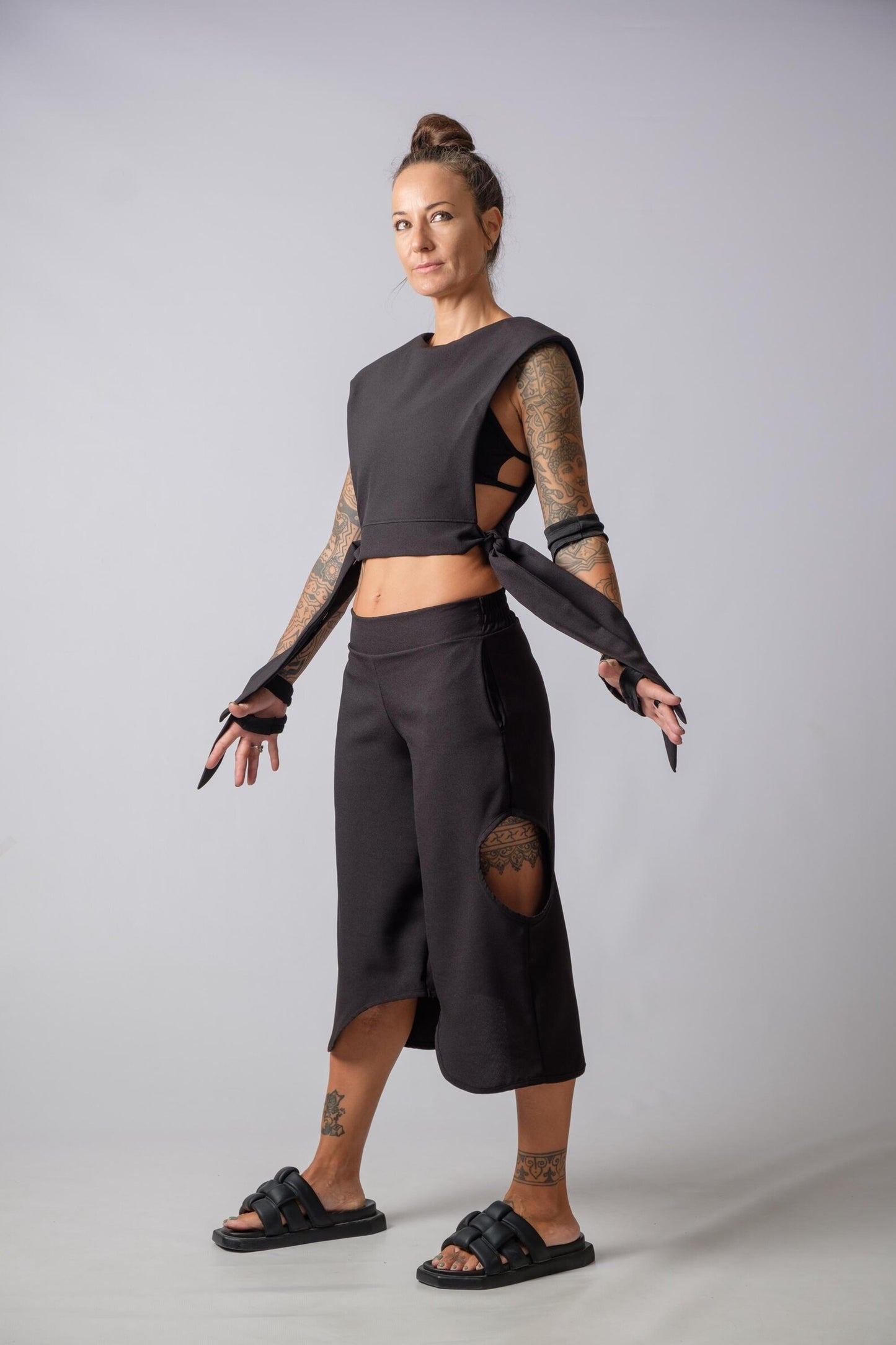 The Freya Futuristic Black Loose Pants