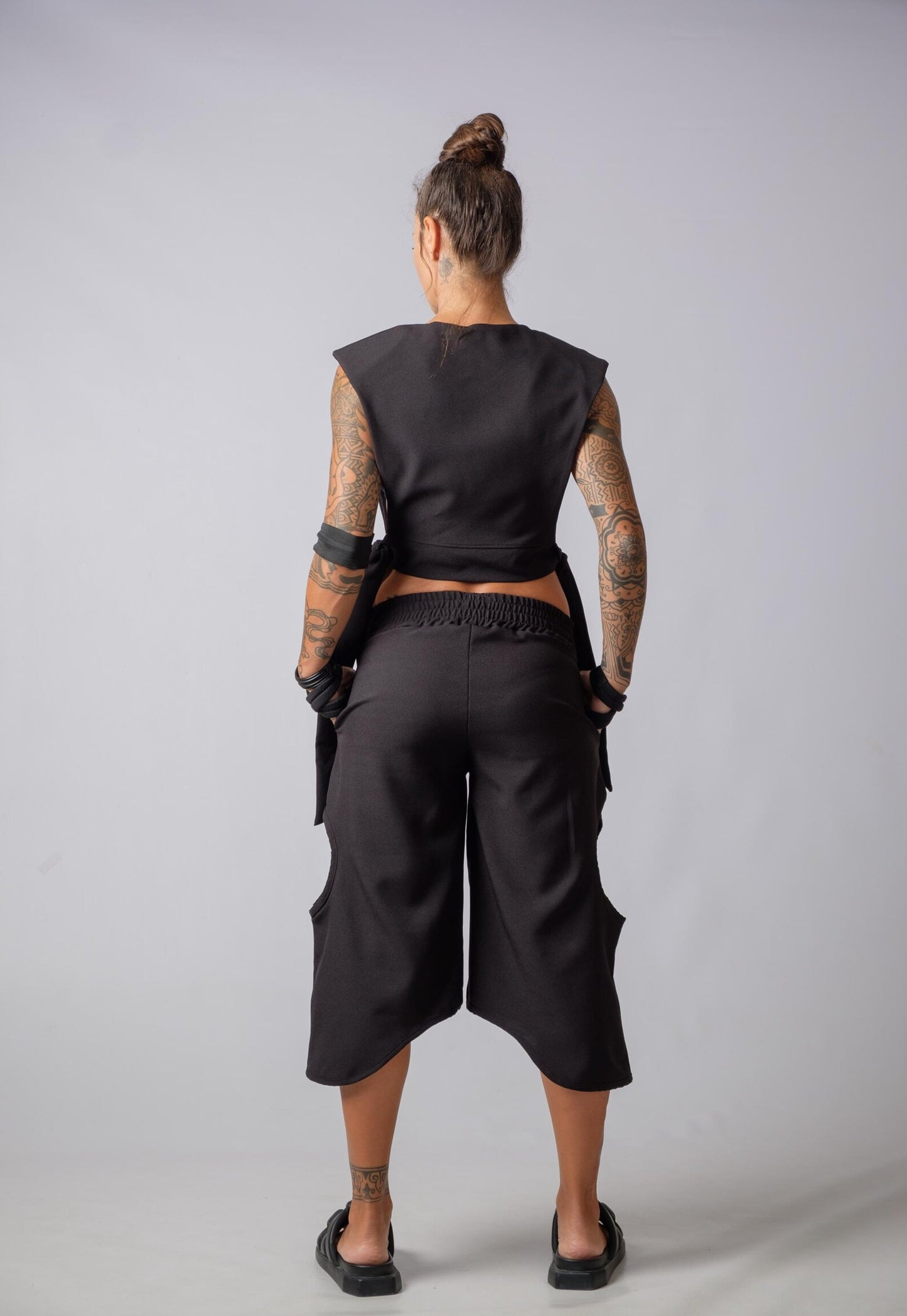 The Freya Futuristic Black Loose Pants