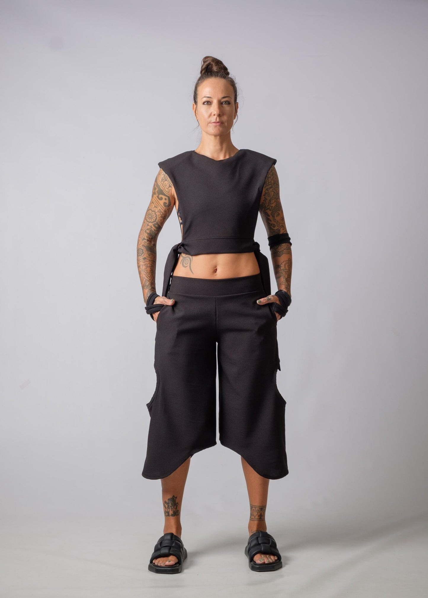 The Freya Futuristic Black Loose Pants