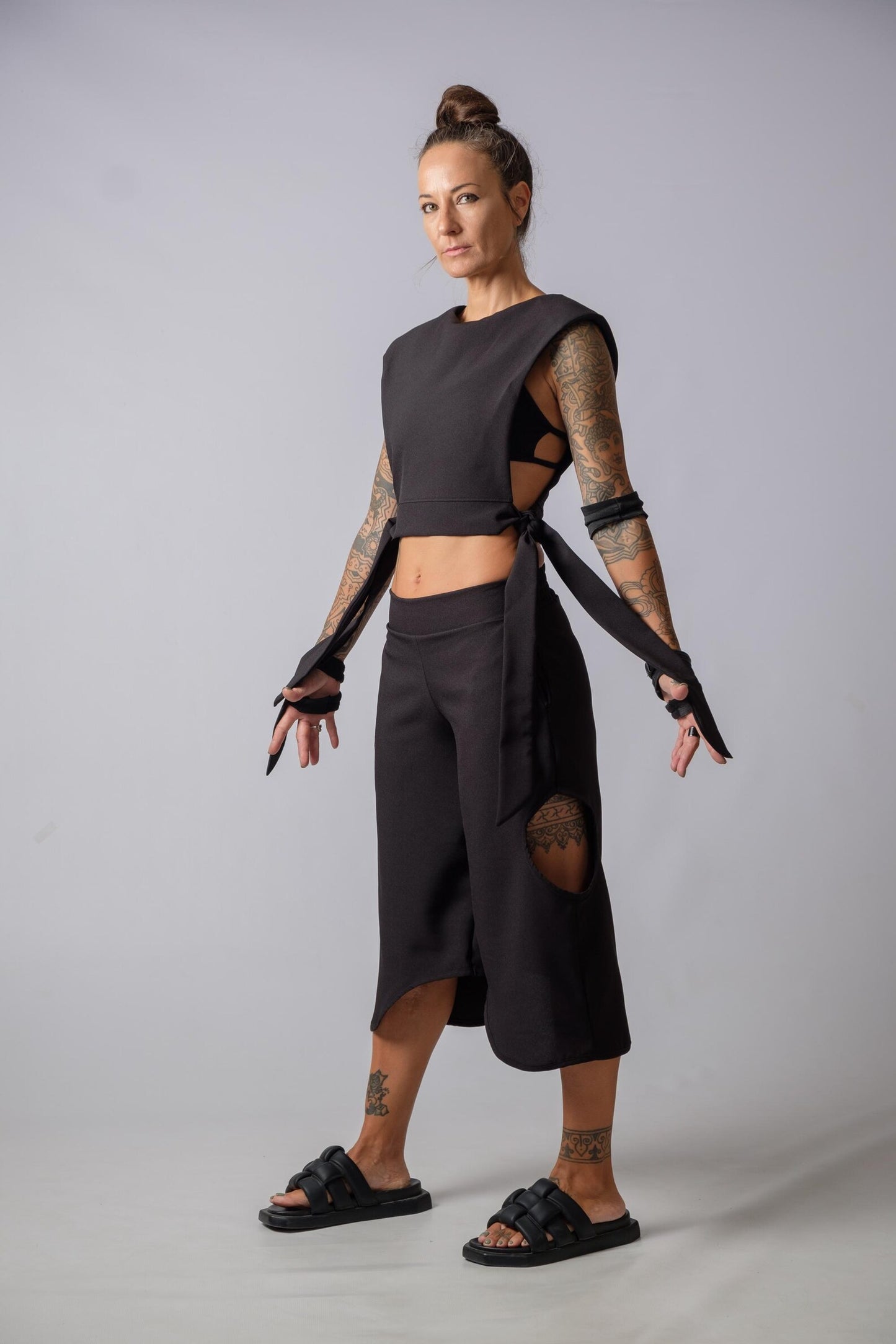 The Freya Futuristic Black Loose Pants