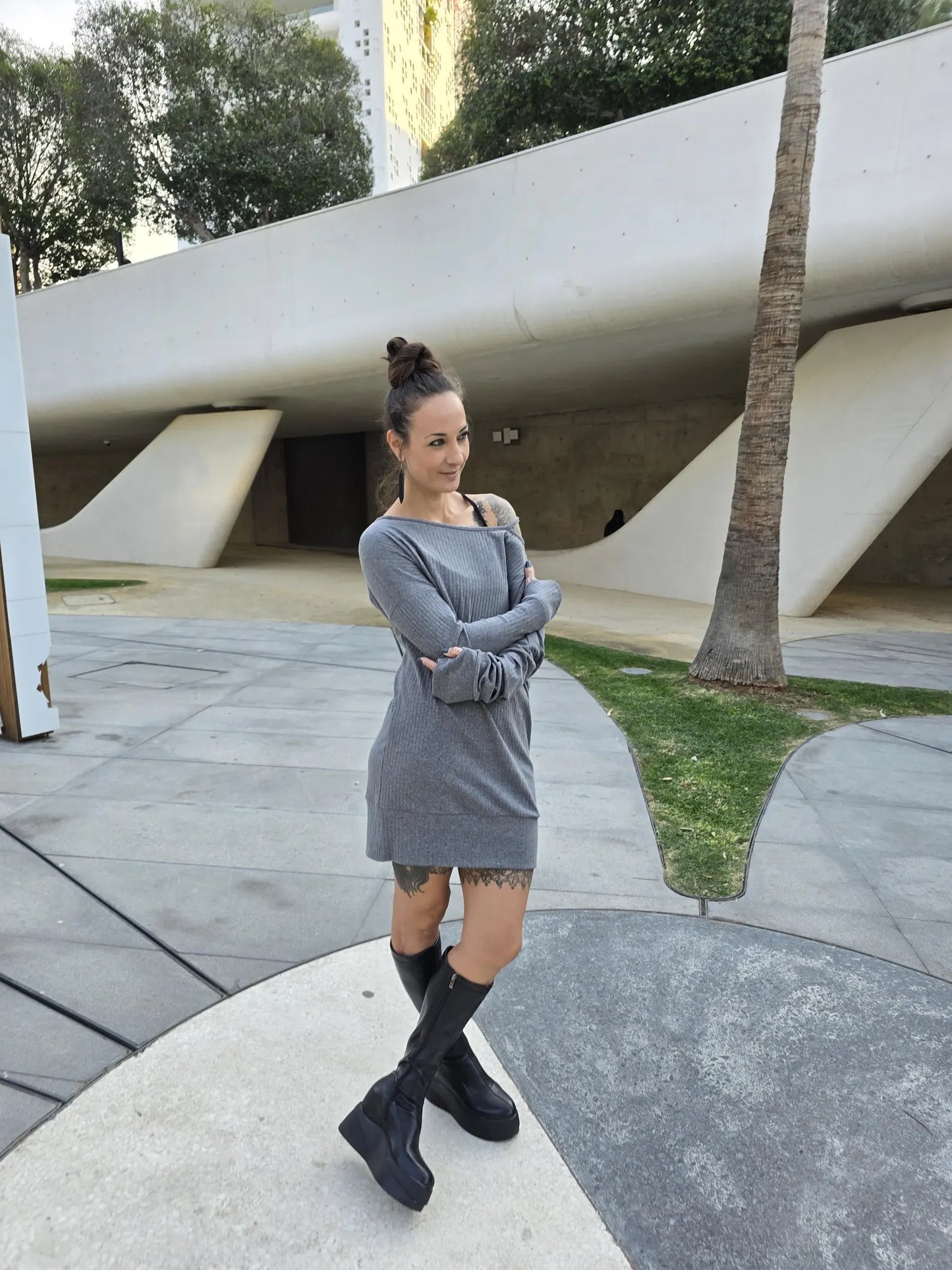 Women's Oversized Off The Shoulder Cotton Polyester Dress