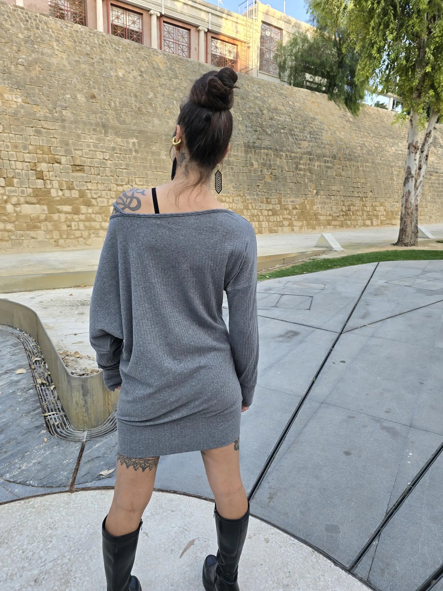 Women's Oversized Off The Shoulder Cotton Polyester Dress