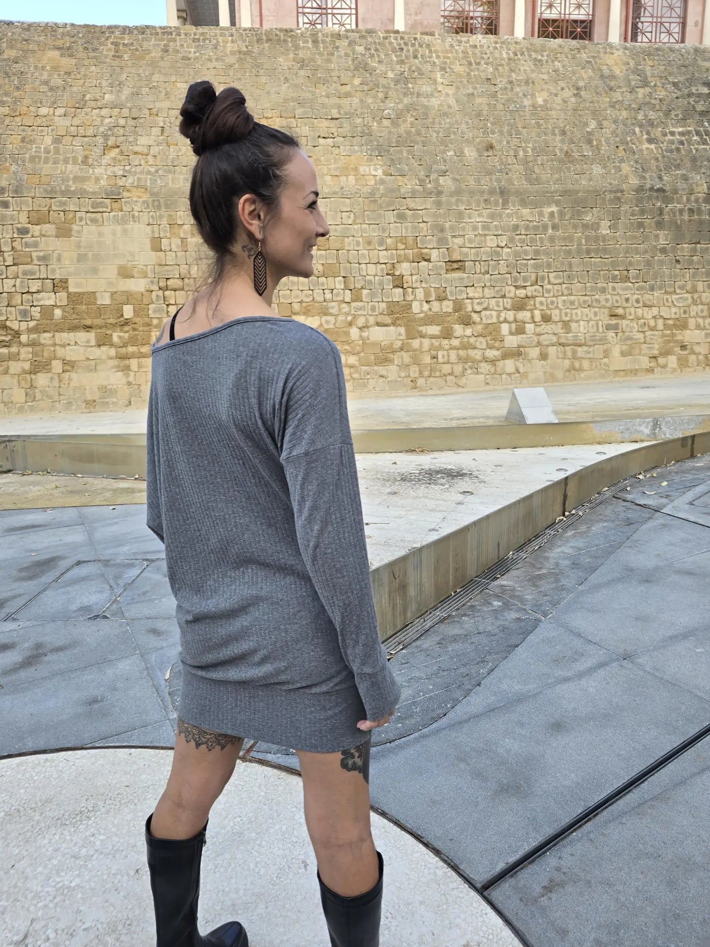 Women's Oversized Off The Shoulder Cotton Polyester Dress