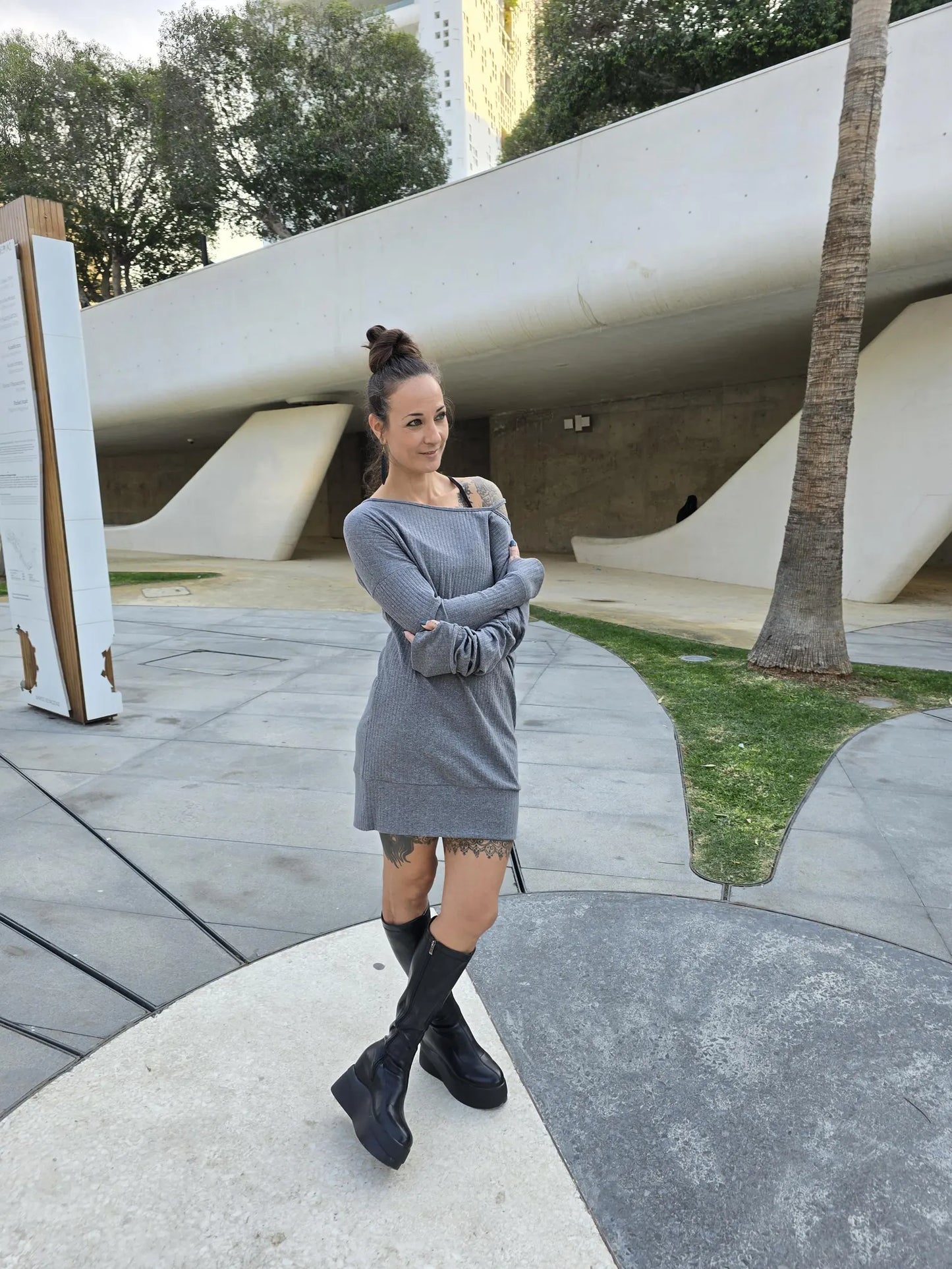 Women's Oversized Off The Shoulder Cotton Polyester Dress