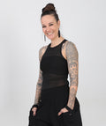 Black Sheer Sleeveless Fitted Tank Top