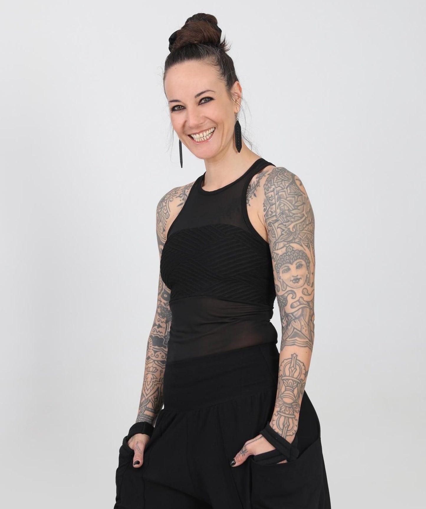 Black Sheer Sleeveless Fitted Tank Top