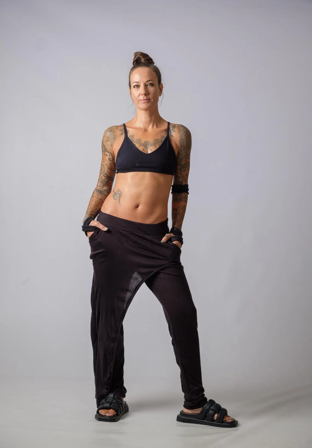 The Freya Cyberpunk Cotton Pants Layered with Skirt
