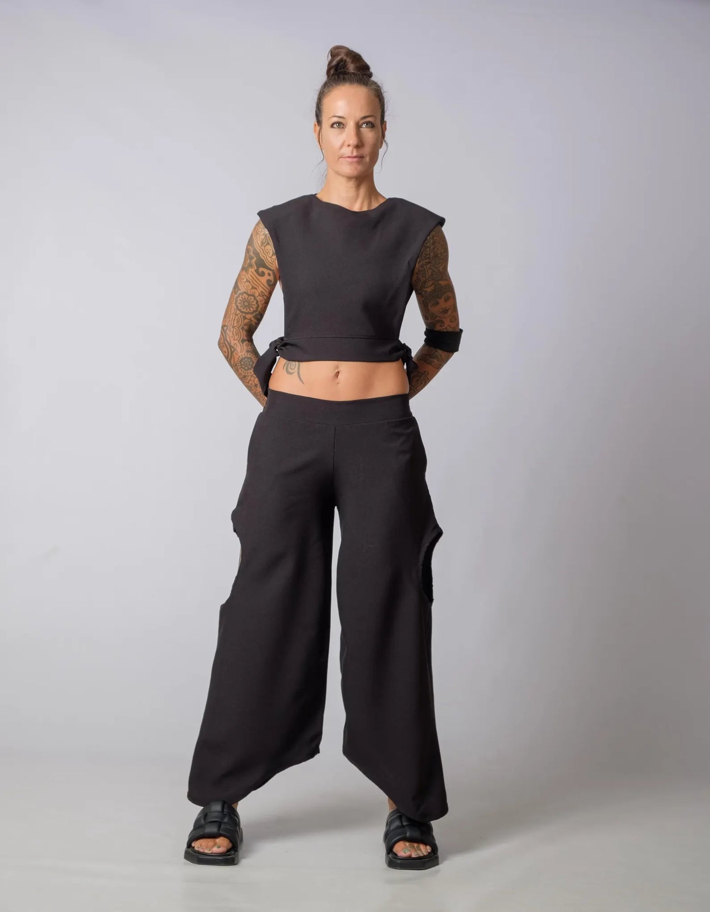 The Freya Futuristic Black Loose Pants