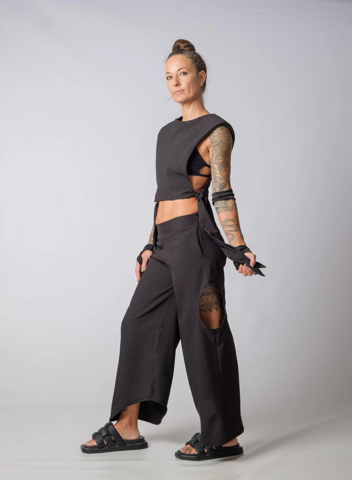 The Freya Futuristic Black Loose Pants