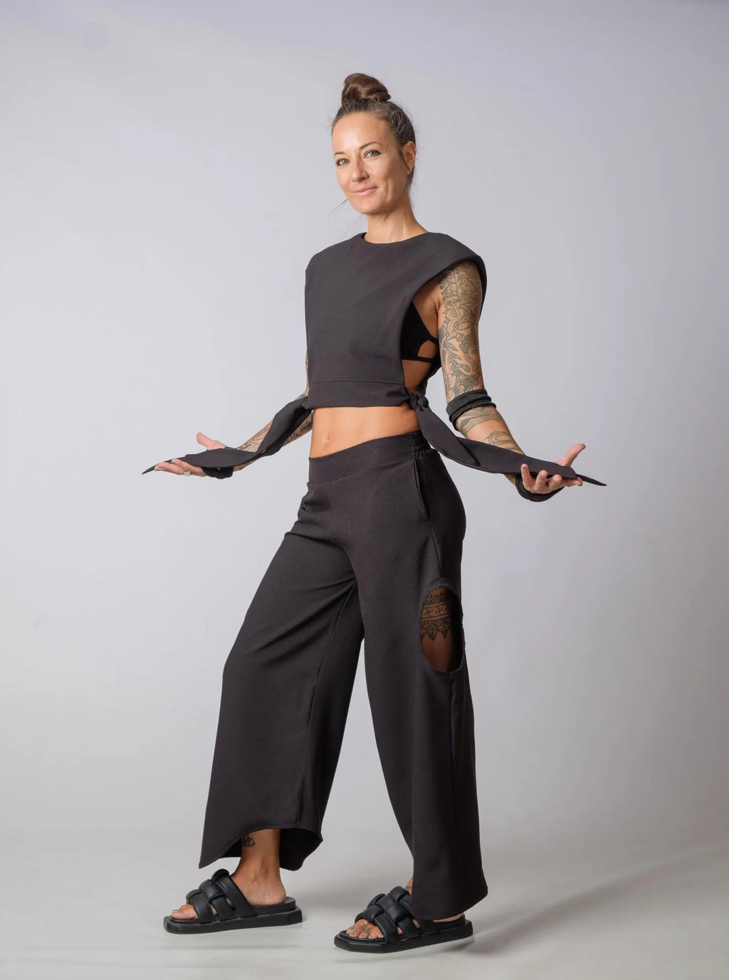 The Freya Futuristic Black Loose Pants
