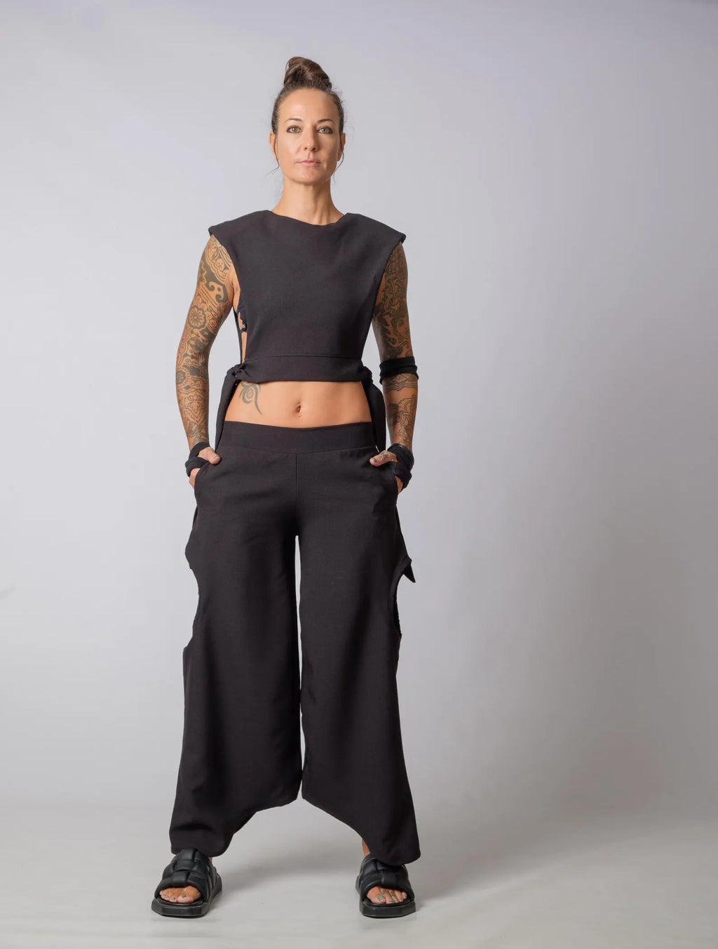 The Freya Futuristic Black Loose Pants