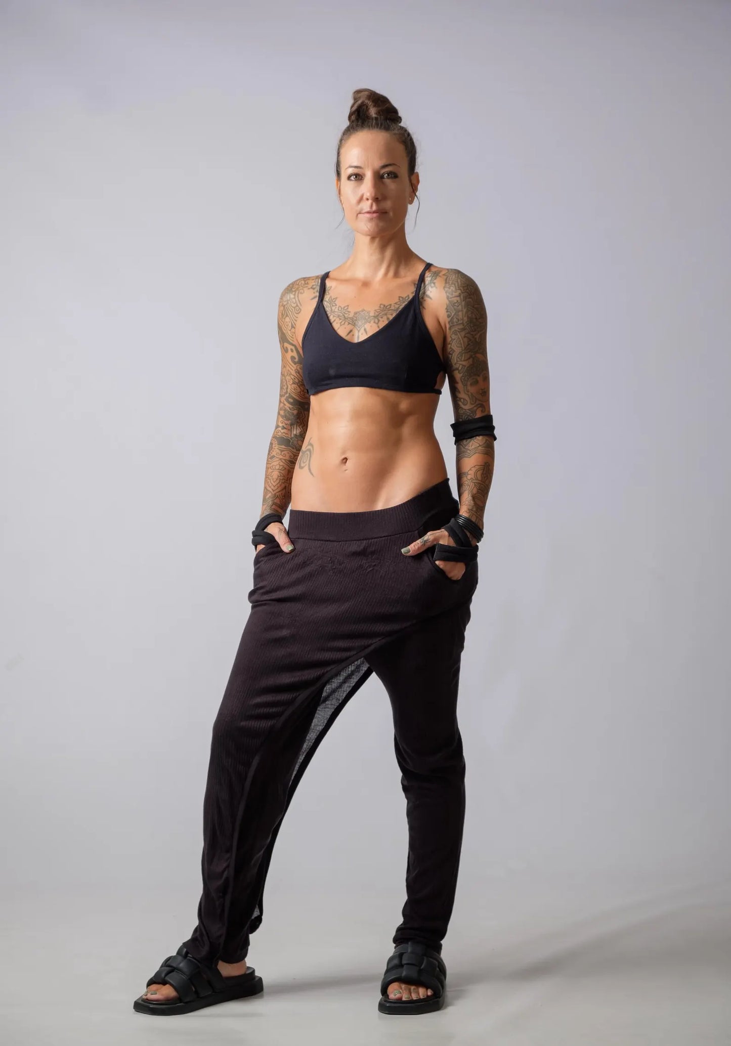 The Freya Cyberpunk Cotton Pants Layered with Skirt