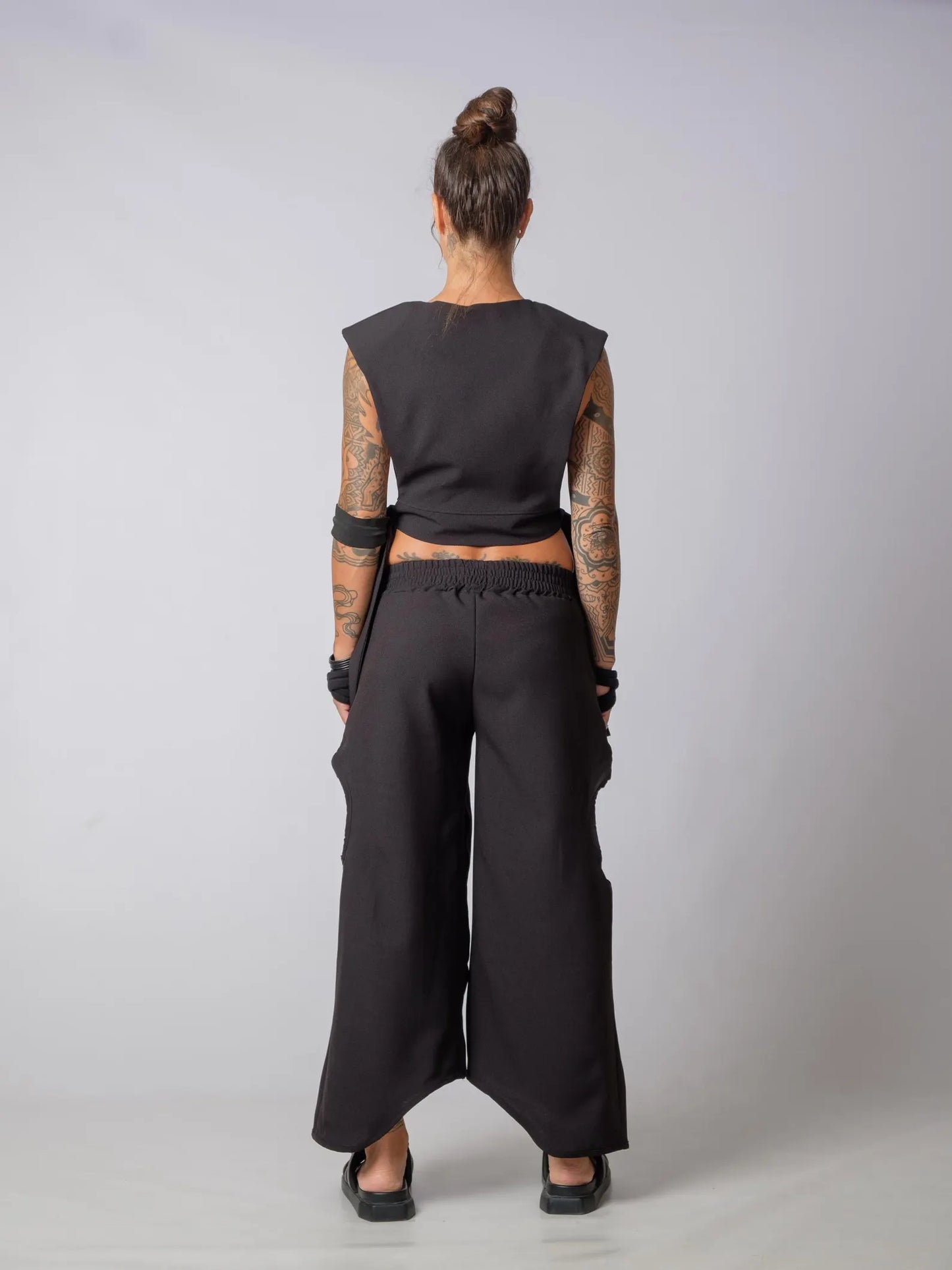 The Freya Futuristic Black Loose Pants