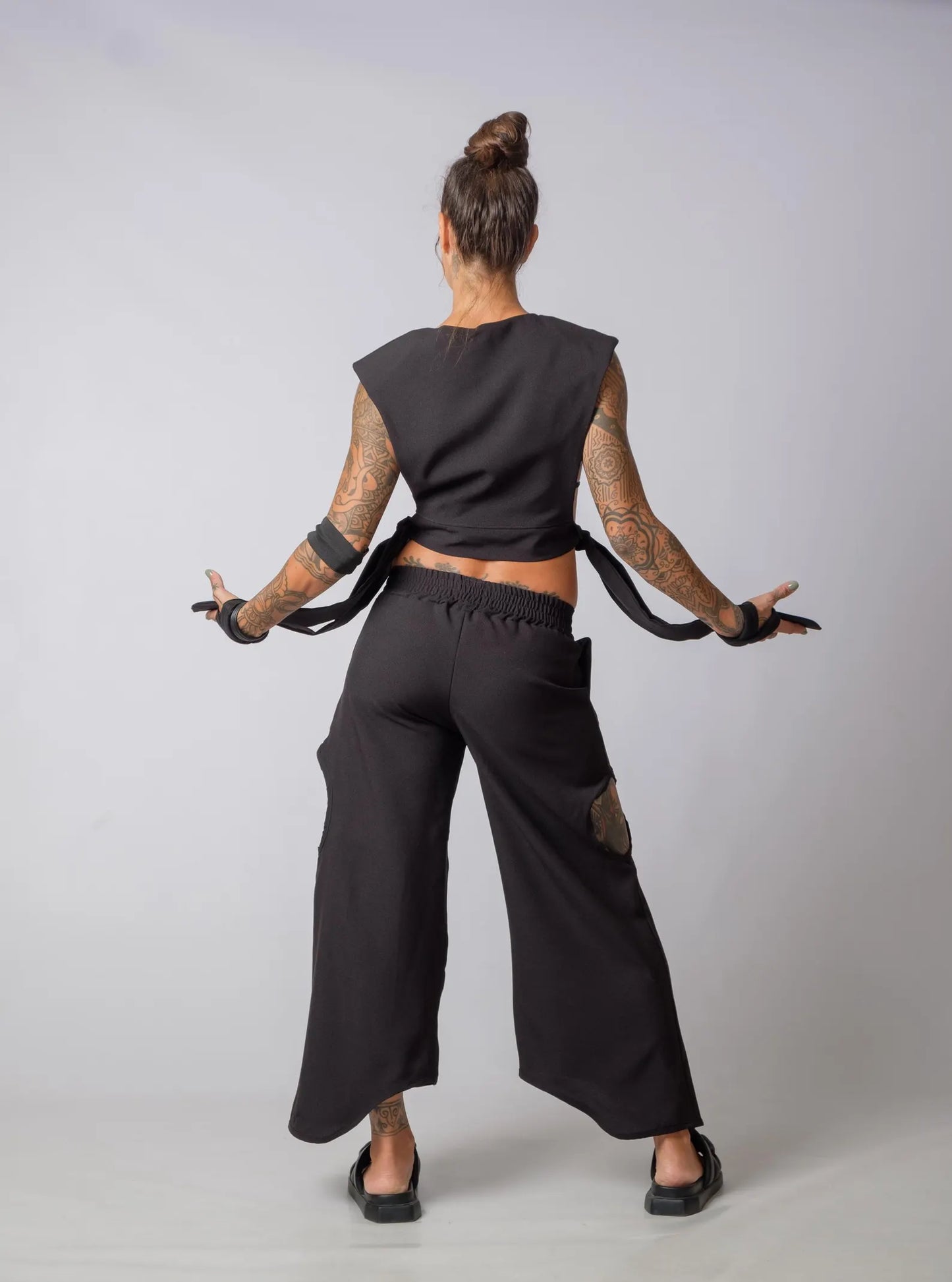 The Freya Futuristic Black Loose Pants