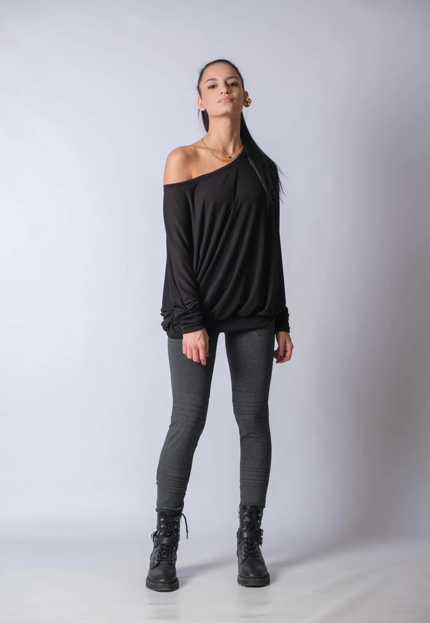 Women's Oversized Off The Shoulder Cotton Knitted Top