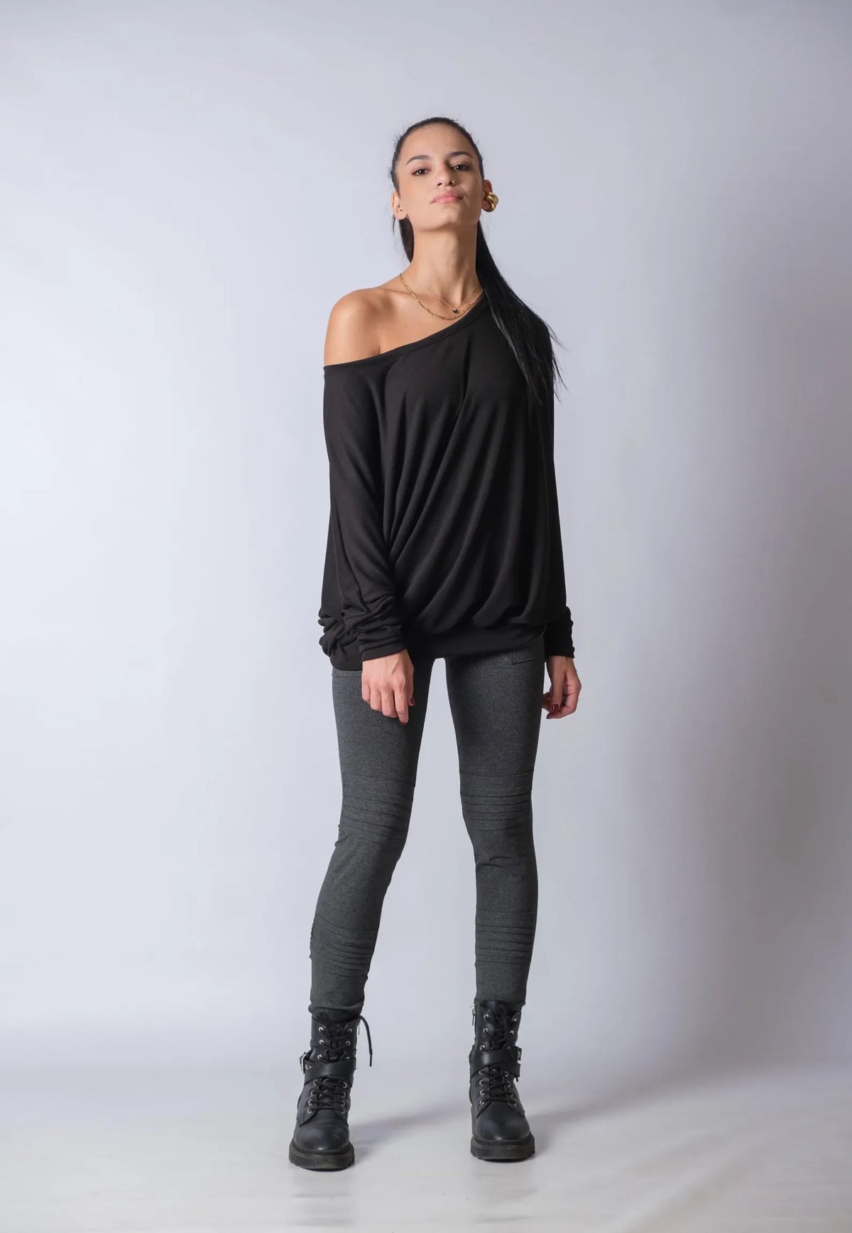 Women's Oversized Off The Shoulder Cotton Knitted Top