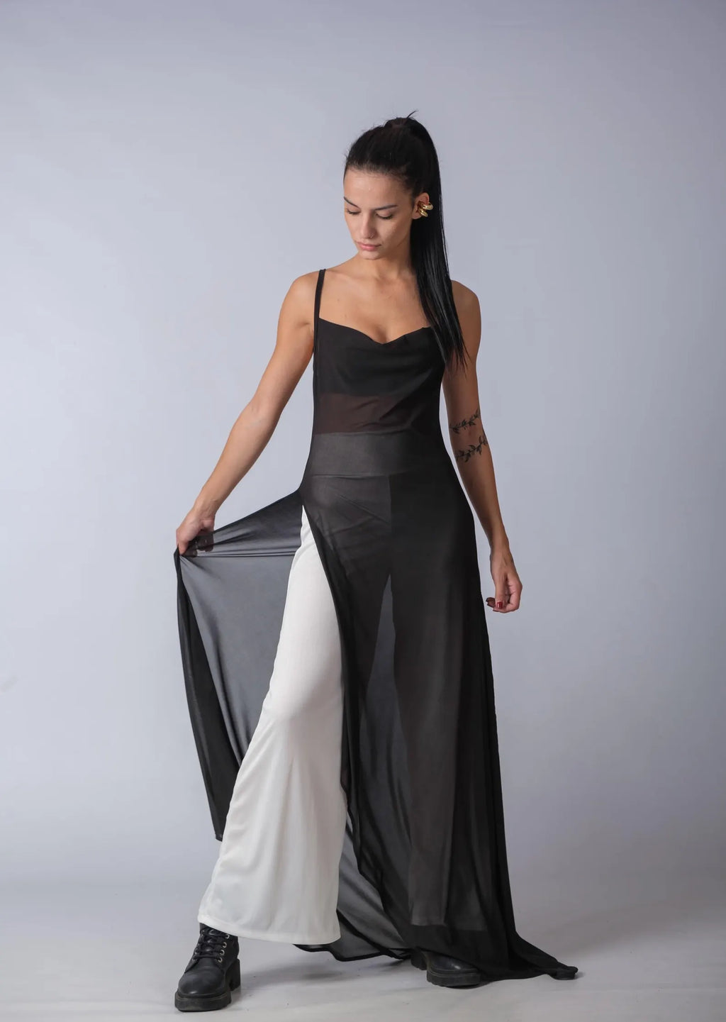 The Artemis Black Sheer Tunic Top