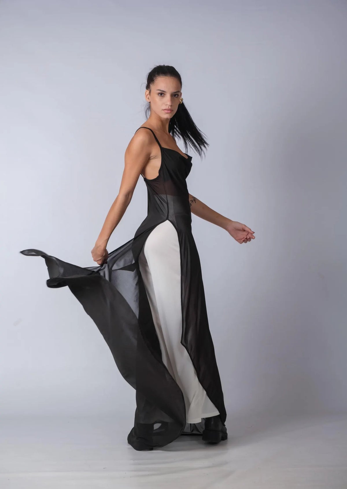 The Artemis Black Sheer Tunic Top