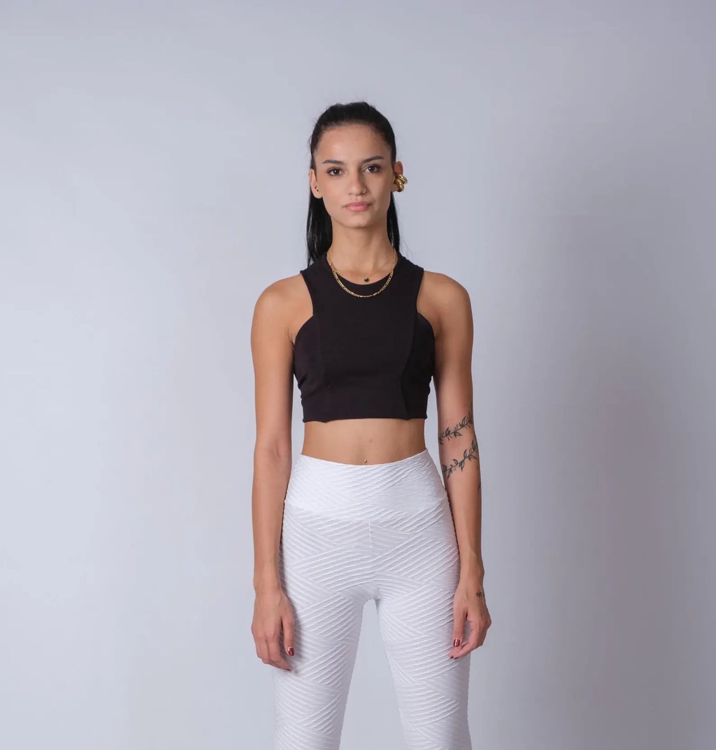Cotton Sleeveless Crop Top with Lace Back