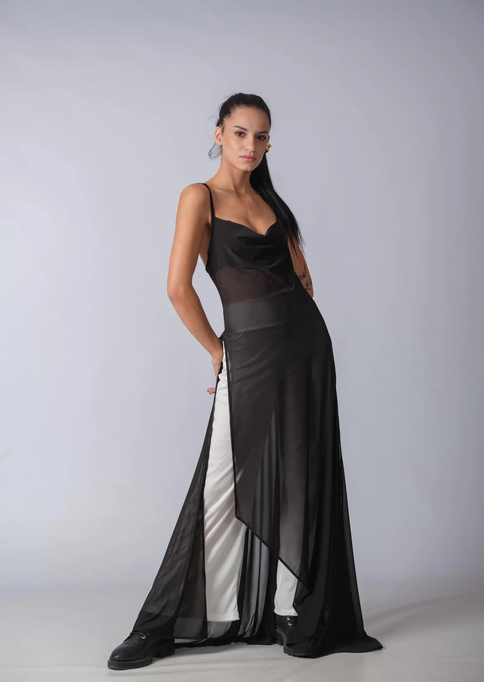 The Artemis Black Sheer Tunic Top