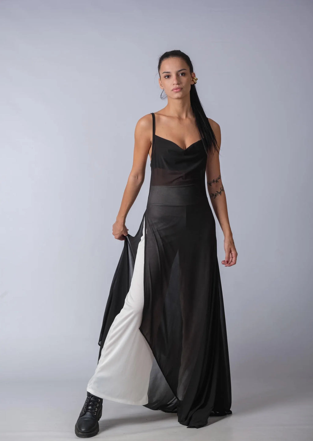 The Artemis Black Sheer Tunic Top