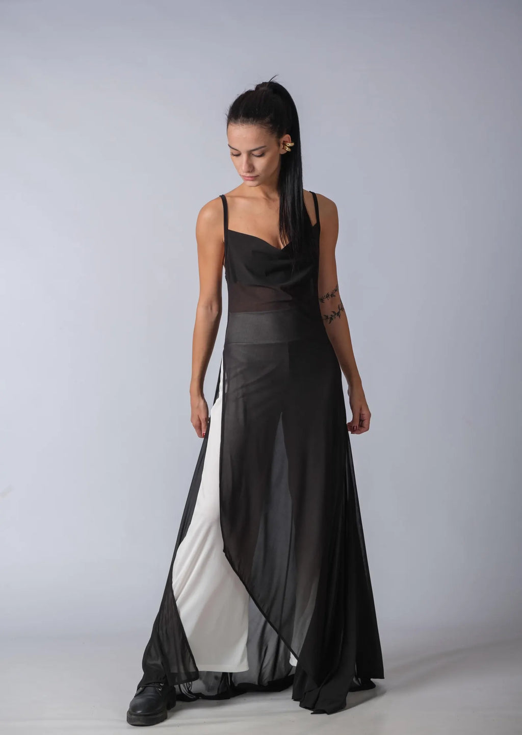 The Artemis Black Sheer Tunic Top
