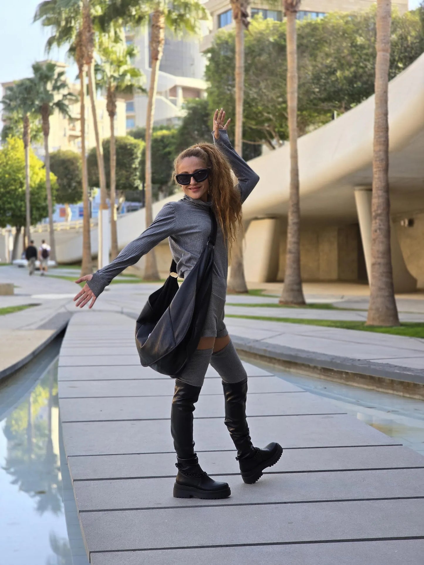 Faux Leather Crossbody Hobo Bag