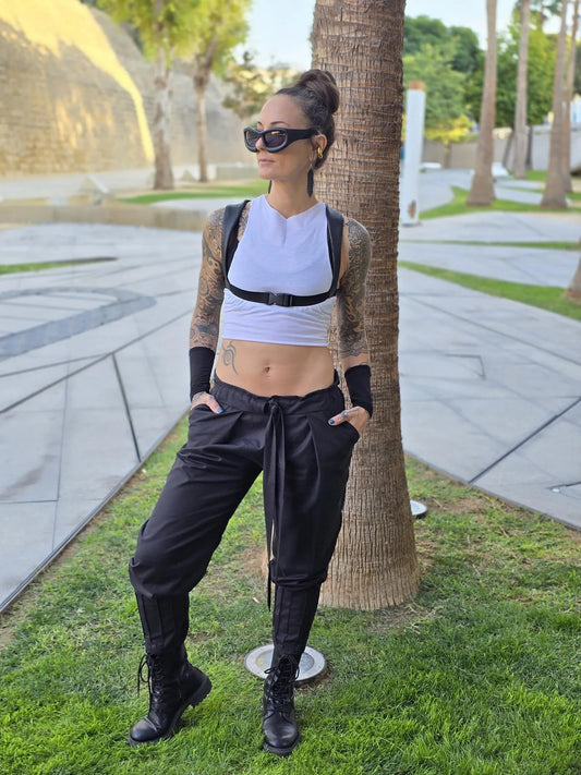 Black Pleated Pants with Pockets