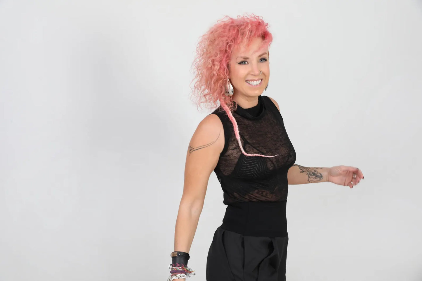 Black Sheer Knit Tank Top