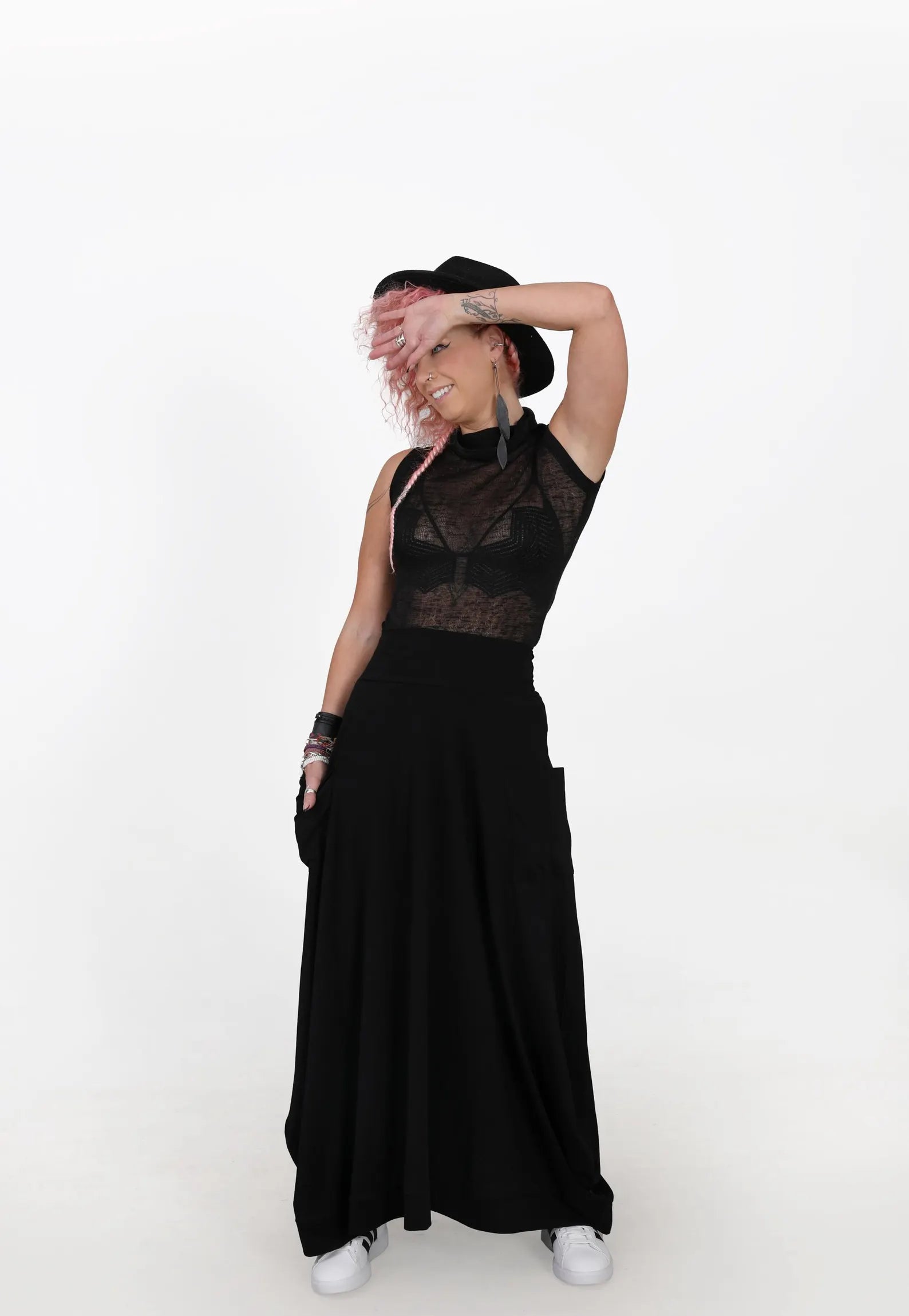 Black Sheer Knit Tank Top