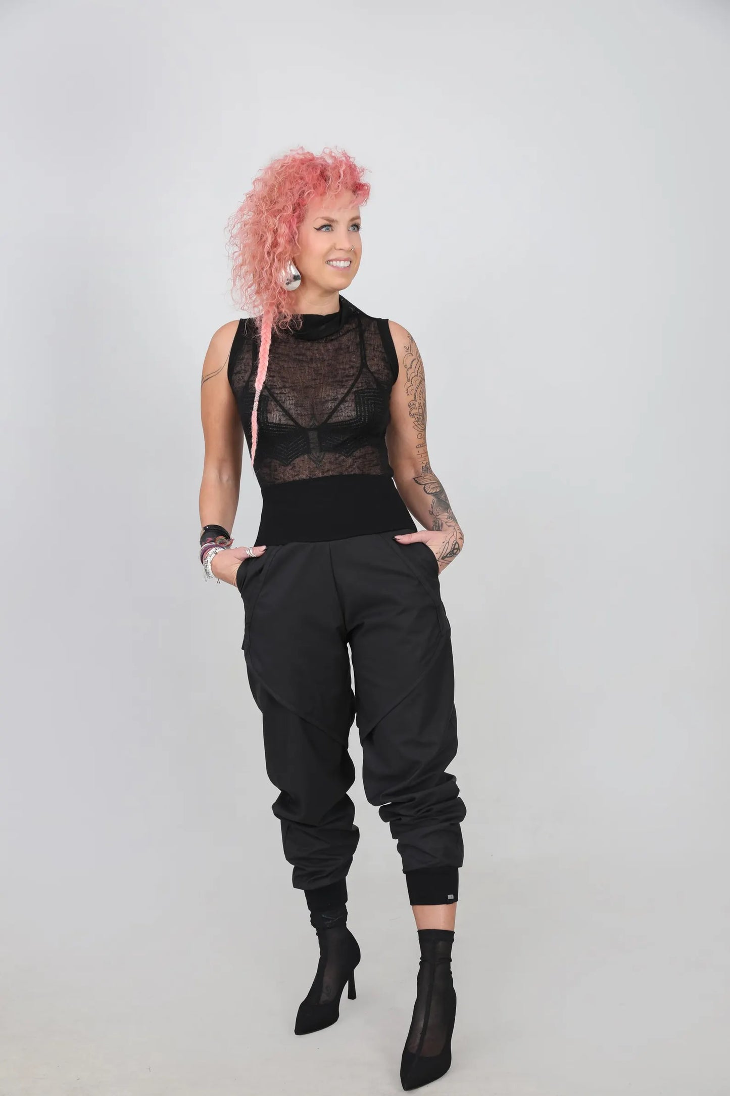 Black Sheer Knit Tank Top