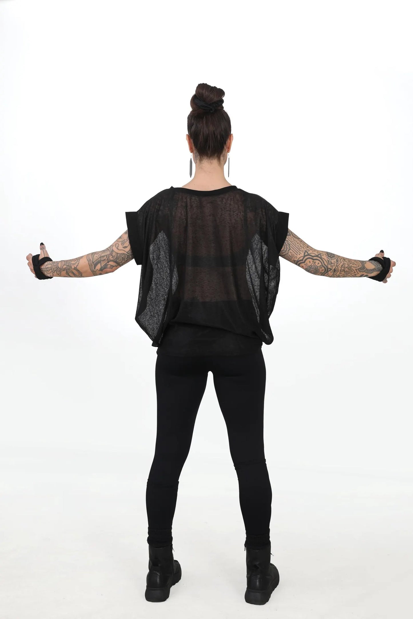 Women's Sheer Oversized Off The Shoulder Cotton Polyester Top