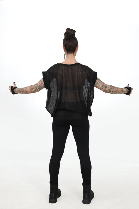 Women's Sheer Oversized Off The Shoulder Cotton Polyester Top