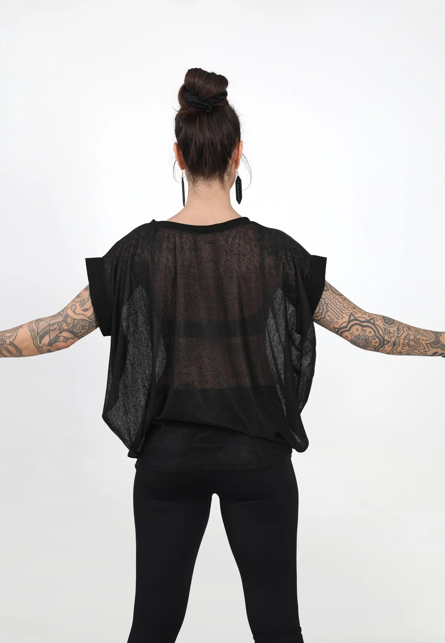 Women's Sheer Oversized Off The Shoulder Cotton Polyester Top