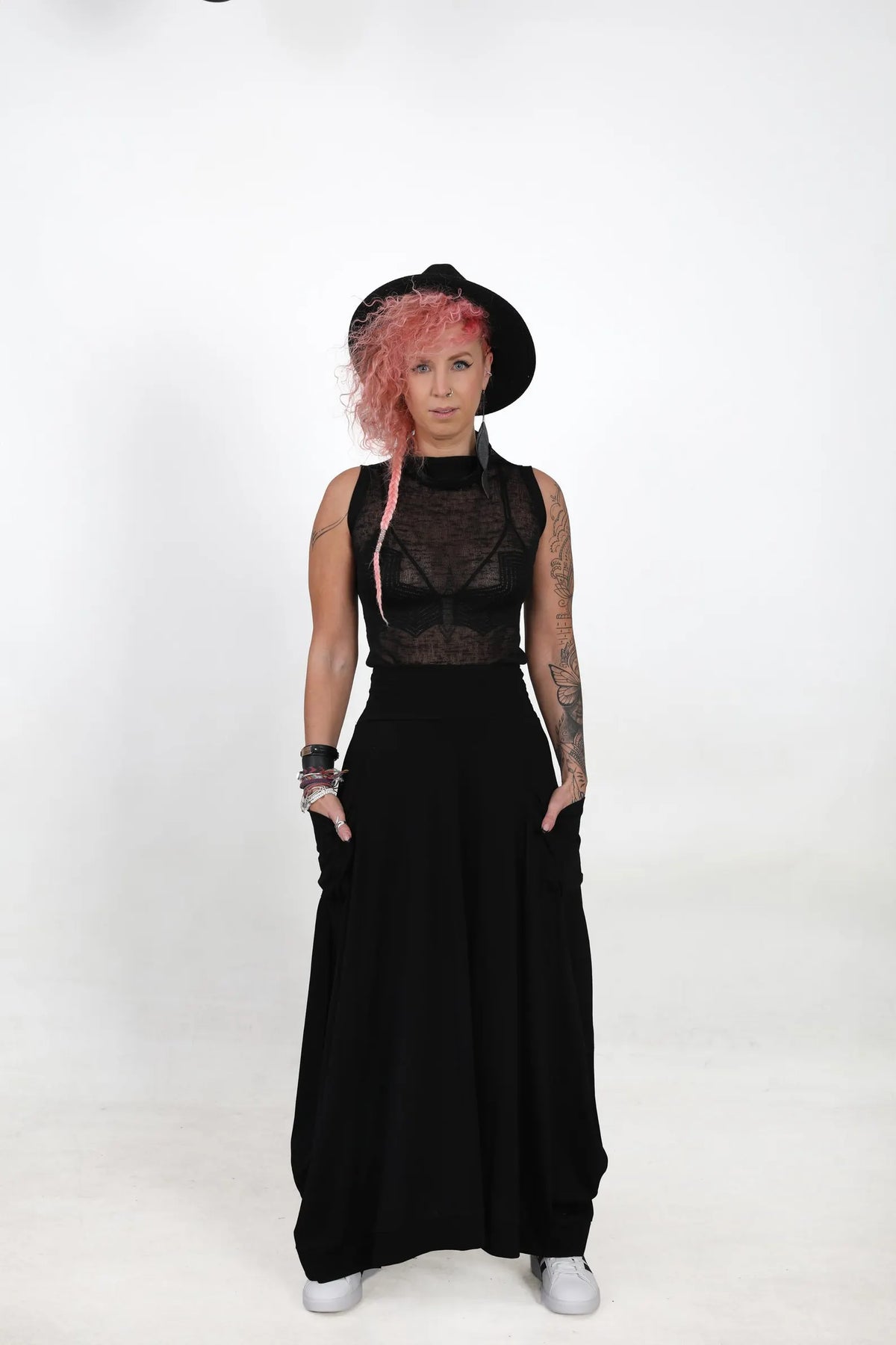 Black Sheer Knit Tank Top