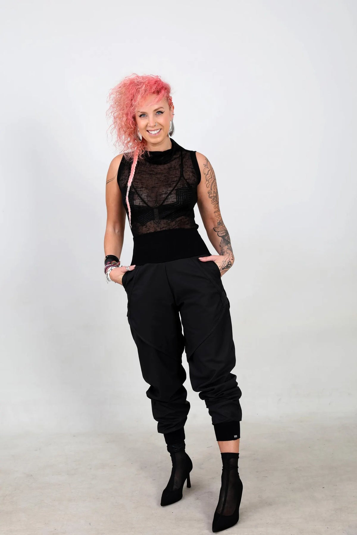 Black Sheer Knit Tank Top