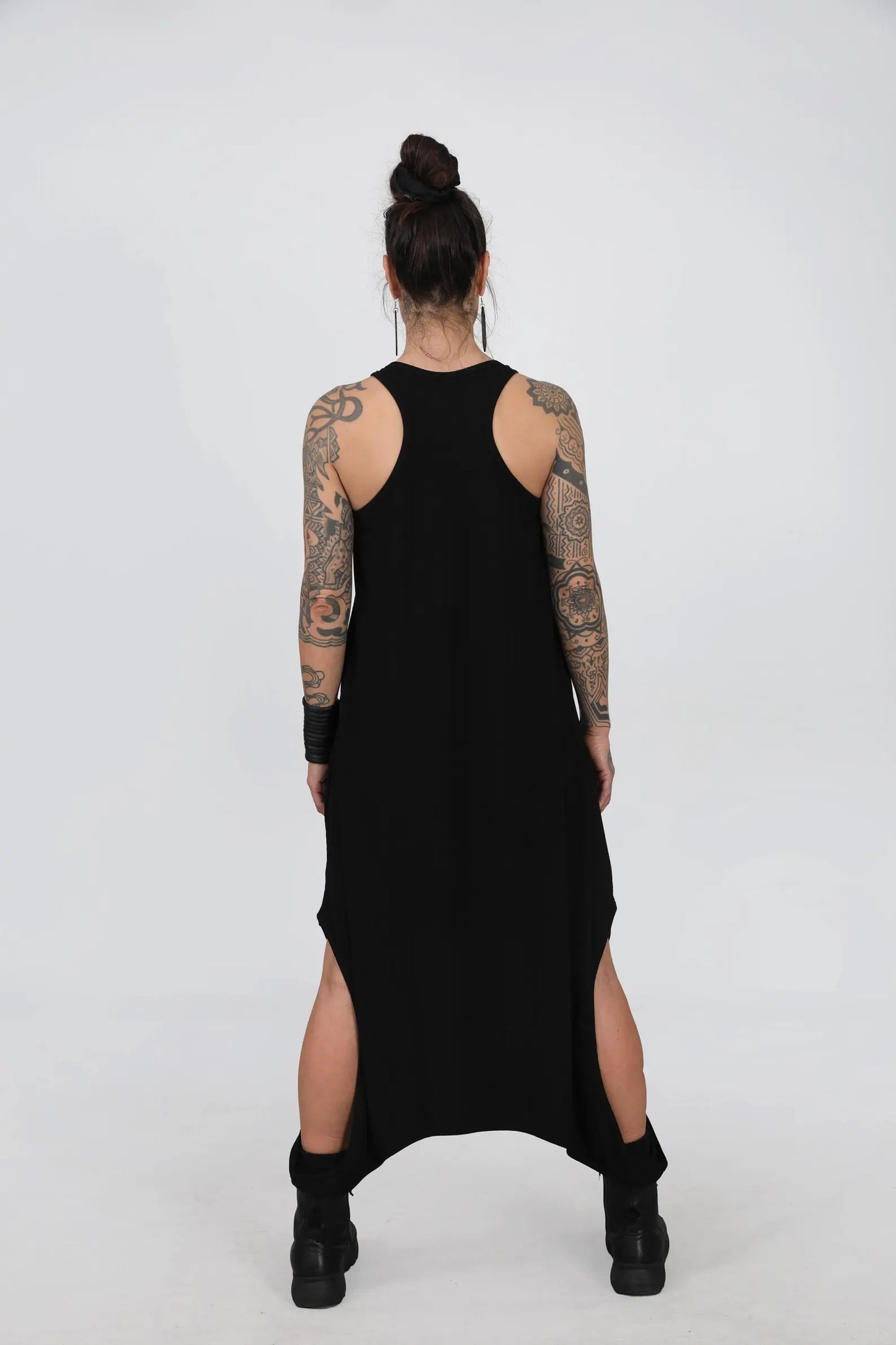Black Cotton Asymmetric Dress