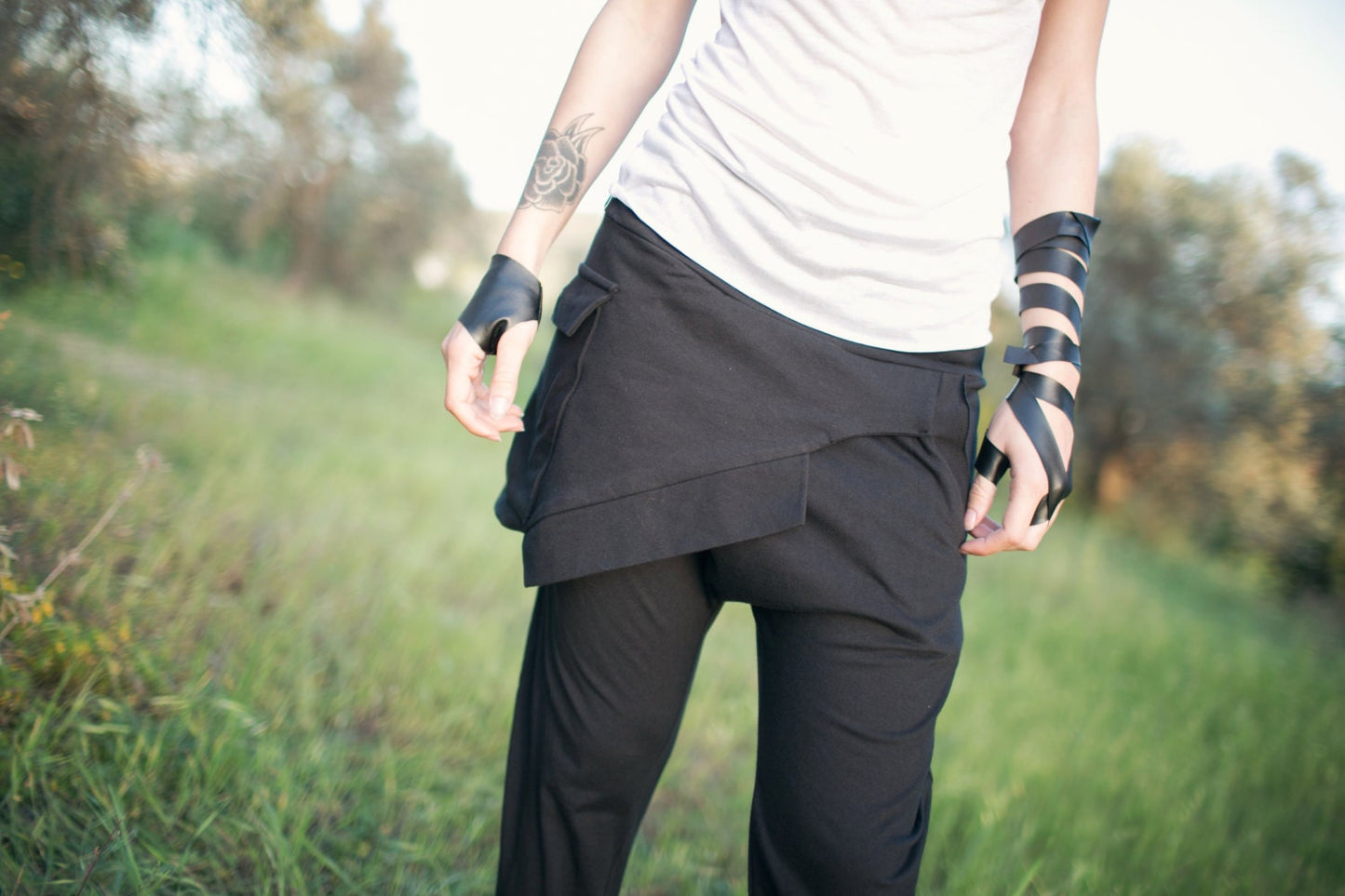 Drop Crotch Trousers With Skirt