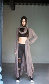 New Extravagant Long Asymmetric Cardigan / Draped Cotton Jacket / Casual Loose Long Sleeves Cloak / Jacket With Scarf