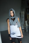 Long Hooded Scarf / Scarf with Hood / Futuristic Women's Scarf / Winter Scarf