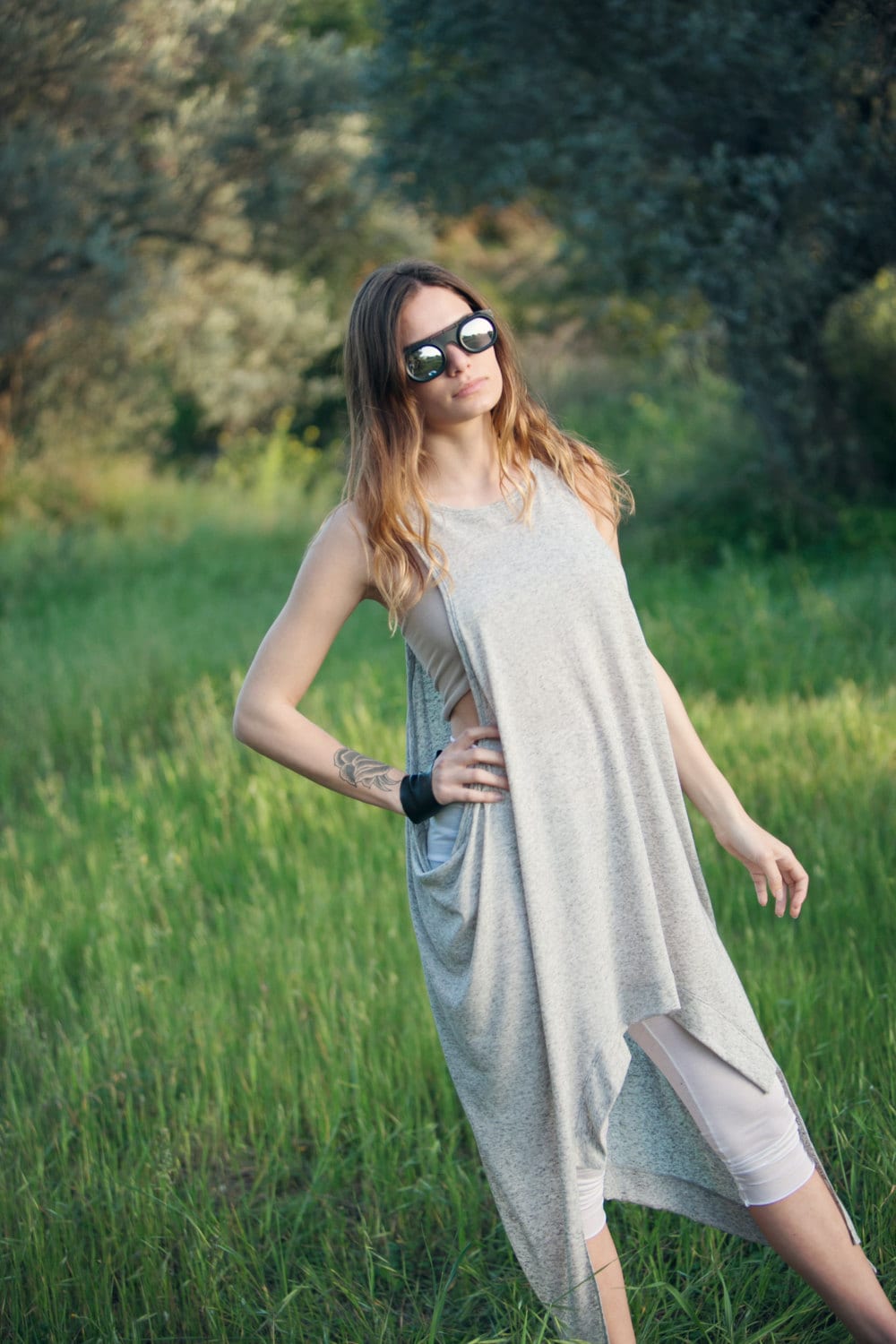 Loose Asymmetric Open Side Tunic Dress