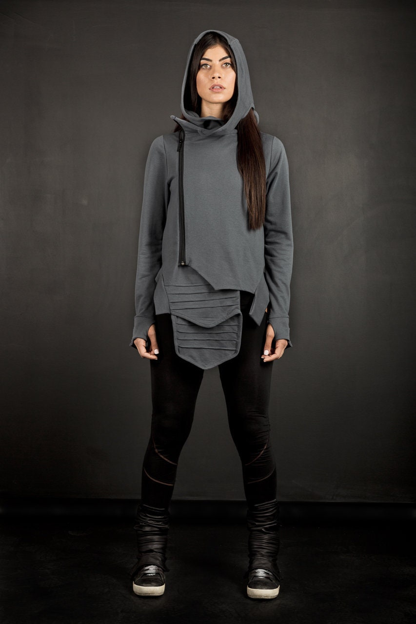 Futuristic Cotton Zip Hoodie