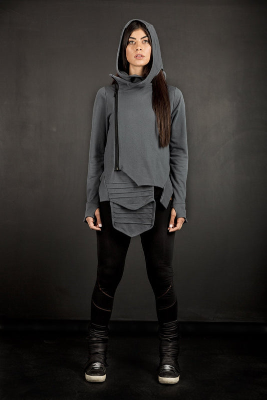 Futuristic Cotton Zip Hoodie