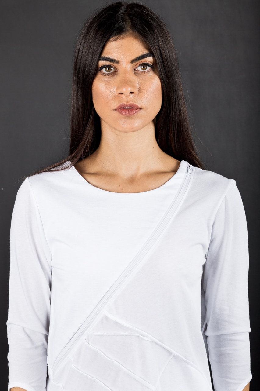 Asymmetric Women's Zip Blouse