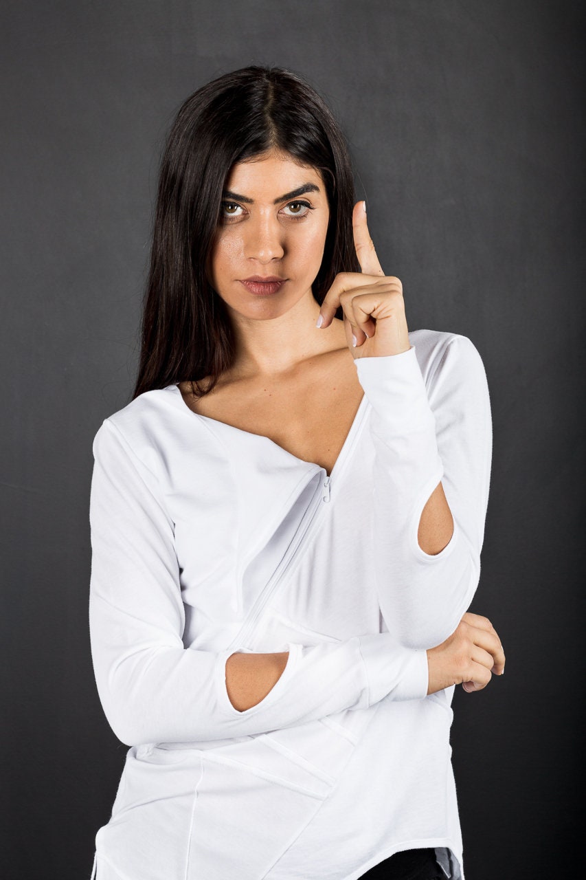 Asymmetric Women's Zip Blouse