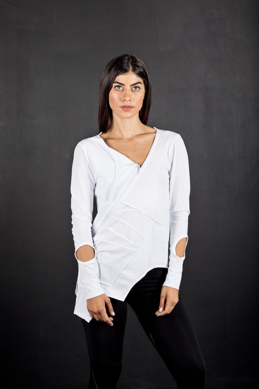 Asymmetric Women's Zip Blouse